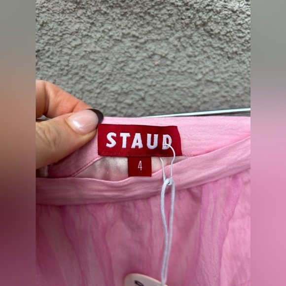 STAUD Organza Dragon Tiered Skirt Pink New With Tags! - Picture 6 of 7